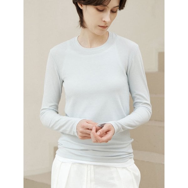 수피마 골지 라운드 긴팔티