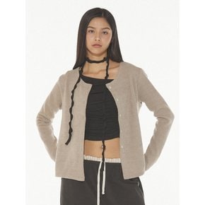 NORA CLASSIC U-NECK CARDIGAN - MOCHA