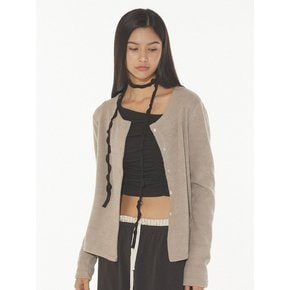 NORA CLASSIC U-NECK CARDIGAN - MOCHA