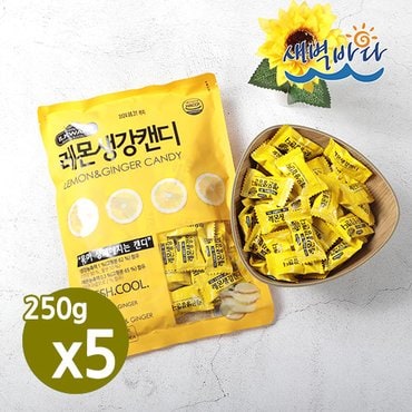 새벽바다 건강하게 달자 레몬생강캔디 250g x 5봉 레몬 생강 사탕 CRLC2505