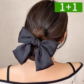 1+1 왕리본핀 리본 여성헤어핀 블랙 반묶음머리핀 대형