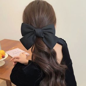 1+1 왕리본핀 리본 여성헤어핀 블랙 반묶음머리핀 대형