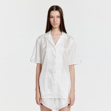 EENK YINDA Short Sleeve Jacquard Shirt - Ivory