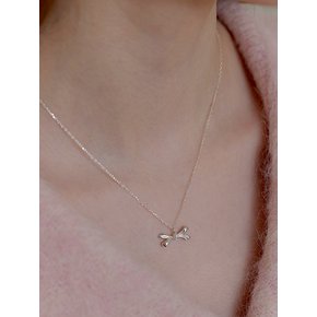 [진주귀걸이 2종 증정] Petite pearl ribbon necklace (Silver/Gold)