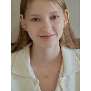 [진주귀걸이 2종 증정] Petite pearl ribbon necklace (Silver/Gold)