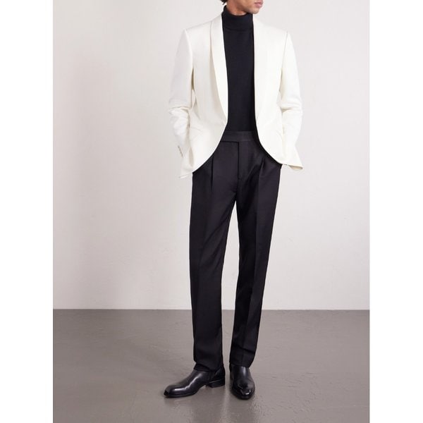 숄칼라 울 실크 블렌드 파일 테일러드 재킷 46376663163003237