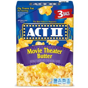 act two액트  II  영화관  버터  전자레인지  팝콘,  3개  2.75온스.  바지
