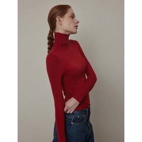 Wool Blend Basic Long Sleeved Turtleneck T-shirt