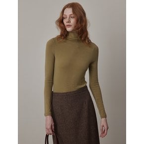 Wool Blend Basic Long Sleeved Turtleneck T-shirt