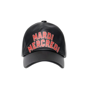 Mardi Mercredi Actif [마르디메크르디악티프]FAUX LEATHER CAP LOGO SPORTIF_BLACK RED/ AFK24LCA001BKRD