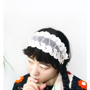 레이스 나뭇잎 헤어밴드 쁘띠 스카프n0326
