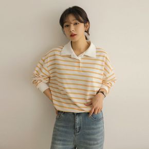 키제 단가라 카라 배색 티_P419303147