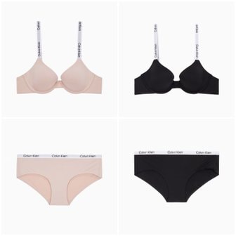 Calvin Klein Underwear 여성 테일러드 로고 데미 브라+힙스터 SET 2종 택1 (QF6865AD-F6867AD-TRN/UB1)