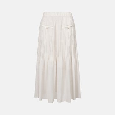 베르니스 펄 버튼 시스루 플리츠 스커트 BE25W2FRK0991