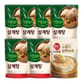 비비고 삼계탕 800g*6팩+햇반누룽지닭백숙죽 420g x 1팩