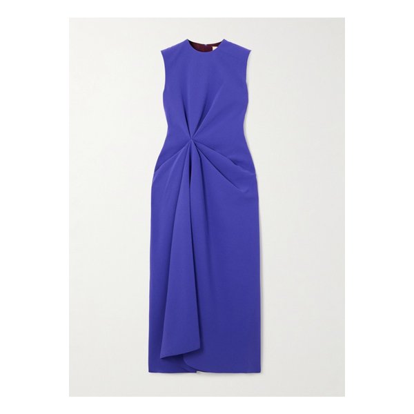 록산다 알마스 플리츠 개더 크레이프 미디 드레스 퍼플 46376663162891525