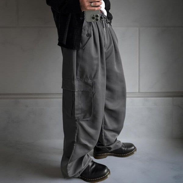 [옷자락] 남성 스토퍼 파라슈트 카고 바지 스트링 루즈 롱 팬츠