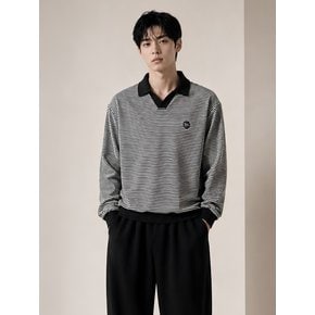 카라배색 스트라이프 남자 긴팔 카라티셔츠 CXS25FKKT917 IVY