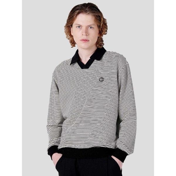 카라배색 스트라이프 남자 긴팔 카라티셔츠 CXS25FKKT917 IVY