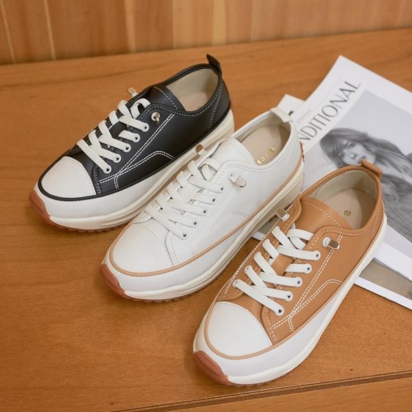 [옷자락] 여성 투톤 심플 데일리 캐주얼 스니커즈