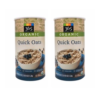  [해외직구]365홀푸드마켓 퀵 오츠 롤드 오트밀 1.2kg 2팩 365 Whole Foods Market Quick Oats Rolled Oats 42oz