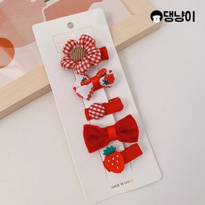 강아지 고양이 악세사리 머리핀 레드핀 5개 세트
