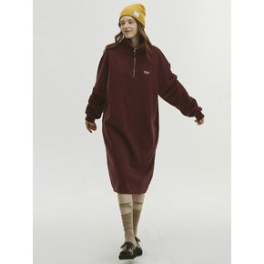 Sailor Collar Half Zipup Jersey Dress_Burgundy