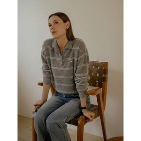 Natural stripe collar wool knit_Gray