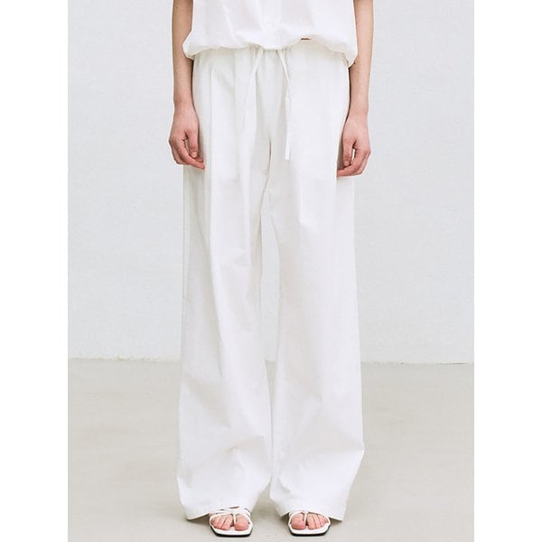 cotton wide-leg pants (white)