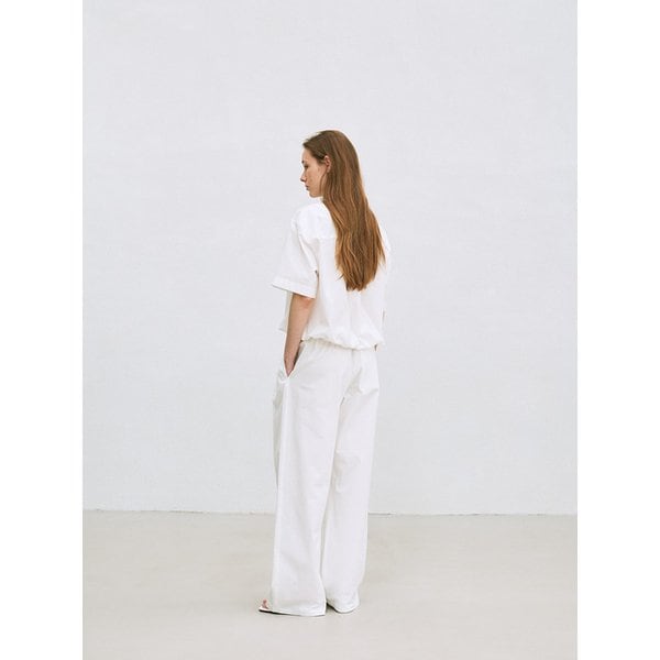 cotton wide-leg pants (white)