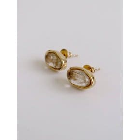 GOLD QUARTZ ELLIPSE EARRINGS