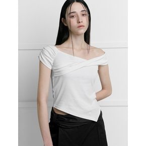 RUCHED OFF SHOULDER TOP [WHITE]