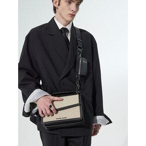 NO.43 HANDLE CROSS BODY BAG _ D/BEIGE WHITE