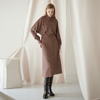 미테 HEART PRINTING SHIRTS DRESS_BROWN