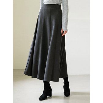쥬아르 코튼 베이직 절개 플레어 롱 스커트_4color