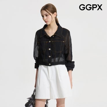 GGPX 숄더 패드 시크 시스루 자켓 (GP7JK003F)