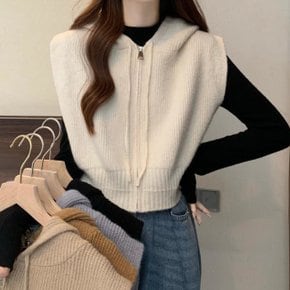 바나나X 여성 후드 집업 니트 조끼 베스트 DSWA-DHH-E71