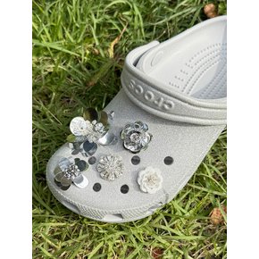 [SET] silver beads flower shoe charm 5piece 슈참, 지비츠, 옷핀