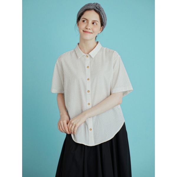 루즈 셔츠 4부 (도트) 블랙 232302OBK