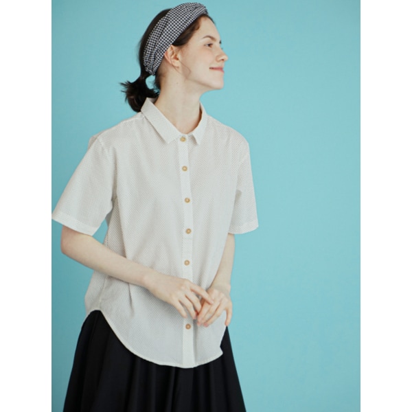 루즈 셔츠 4부 (도트) 블랙 232302OBK