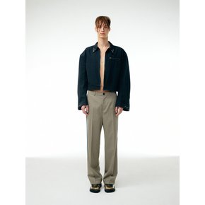 Ripped side-stripe trousers (Beige)