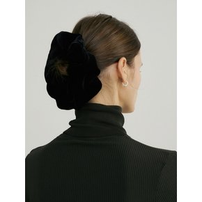 Silk Velvet Scrunchie (L) - Black