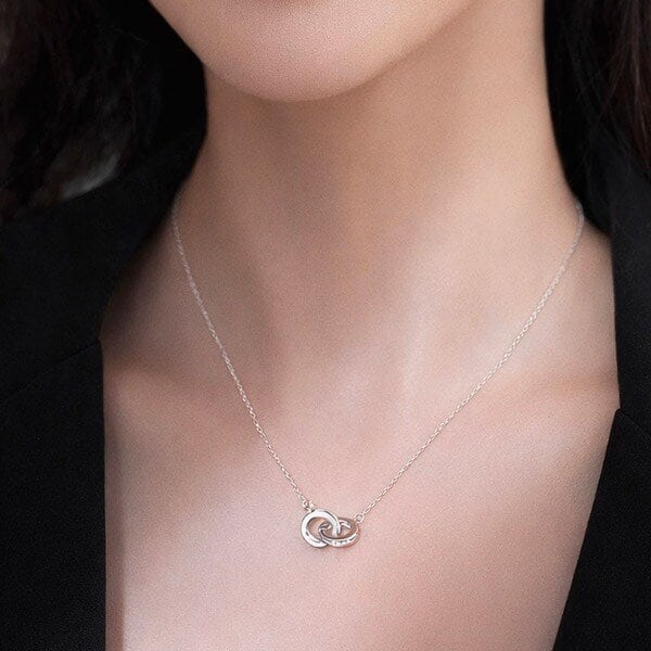 목걸이 페미닌 큐빅 더블링 펜던트 BCN004