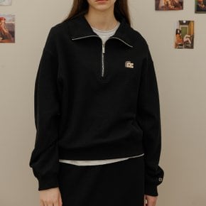 Half zip-up cotton sweat shirt_Black