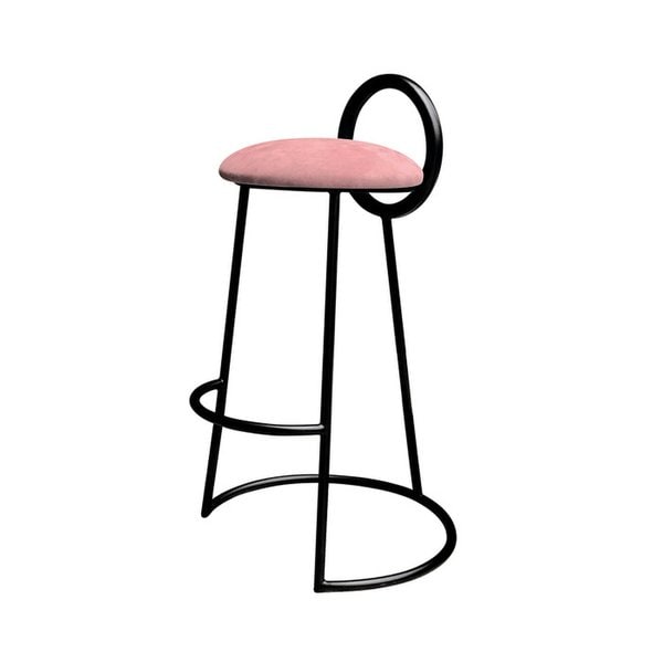 Hoop Bar Stool (matt black frame)_ Pink