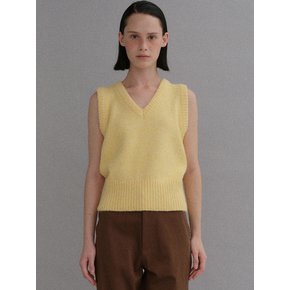 Wool V-neck knit vest_yellow