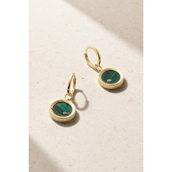 MATEO NY 마테오 컨버터블 14k 골드 말라카이트 다이아몬드 이어링 그린 1647597321865148