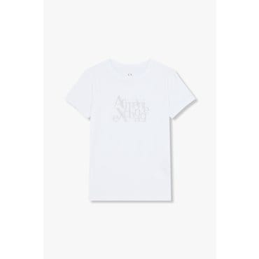ARMANI EXCHANGE AX 여성 글리터 로고 크루넥 티셔츠- 화이트(A425130507)