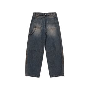 Vintage emblem denim pants / Muddy blue