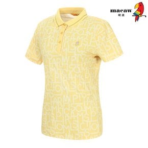 여성 패턴 디자인 카라 배색 반팔 티셔츠 MLW2TS10_P359966477